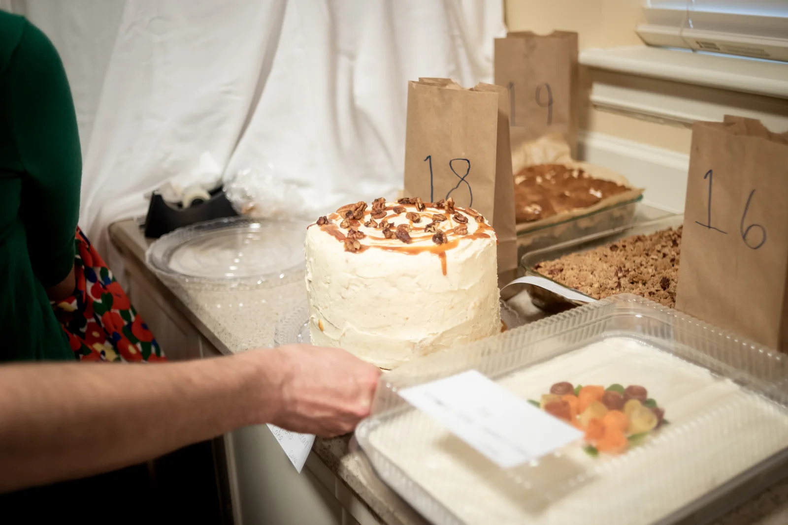 A cake on the community baking display
